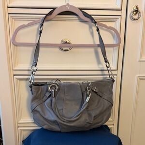 Coach Periwinkle Leather Shoulder Bag with Silver-Tone Hardware